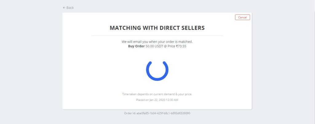 Matching with direct sellers wazirx