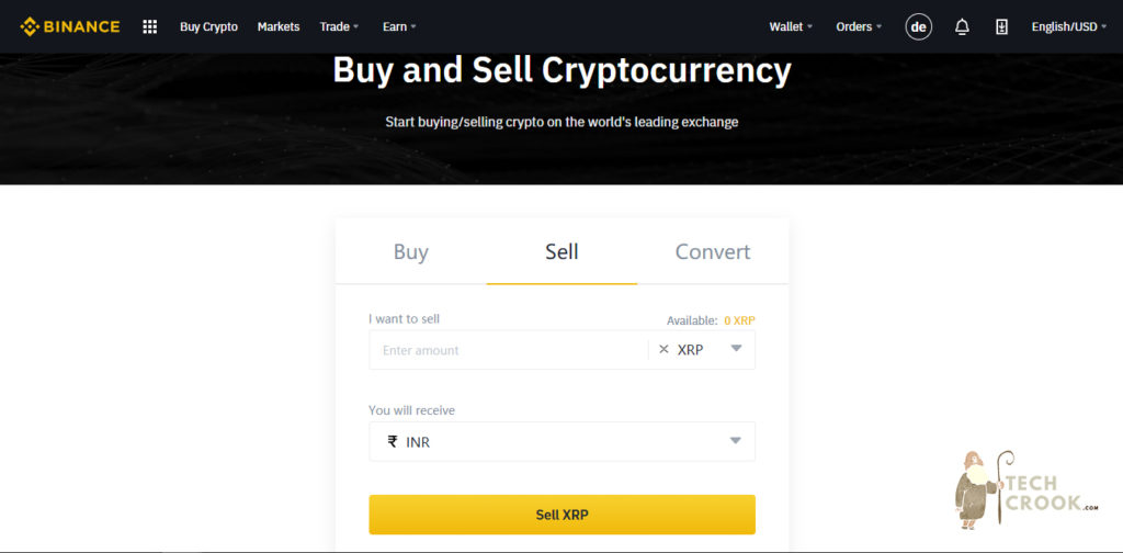 How to sell cryptocurrency for FIAT or cash in binance