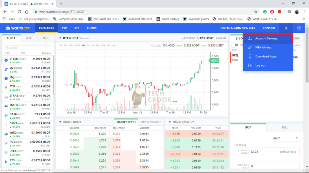 Change trading fees to WRX from accounts settings