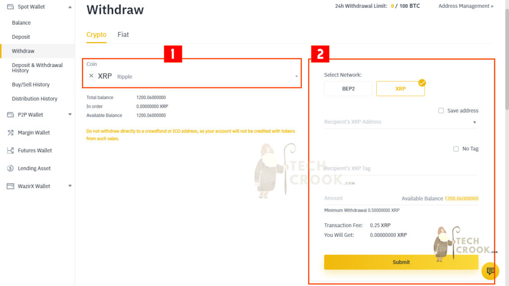 how to withdraw ripple from binance