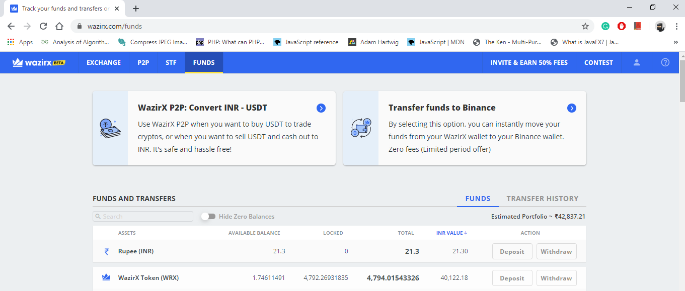 login binance via wazirx