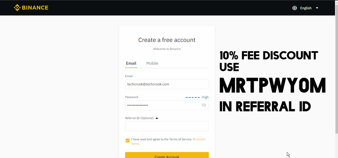 binance referral code discount