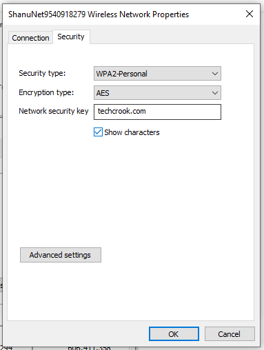 Wireless network properties to know connected wifi password