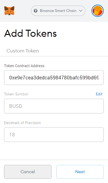 metamask modify contract address