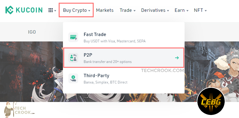 Kucoin P2P step by step guide Step 1