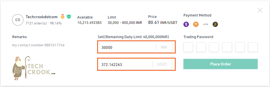 Kucoin P2P sell USDT step by step