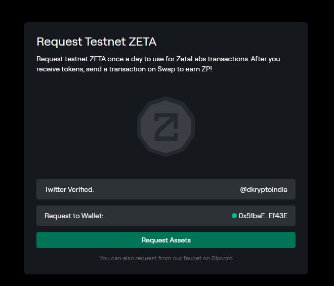 How to Request testnet Zetachain tokens