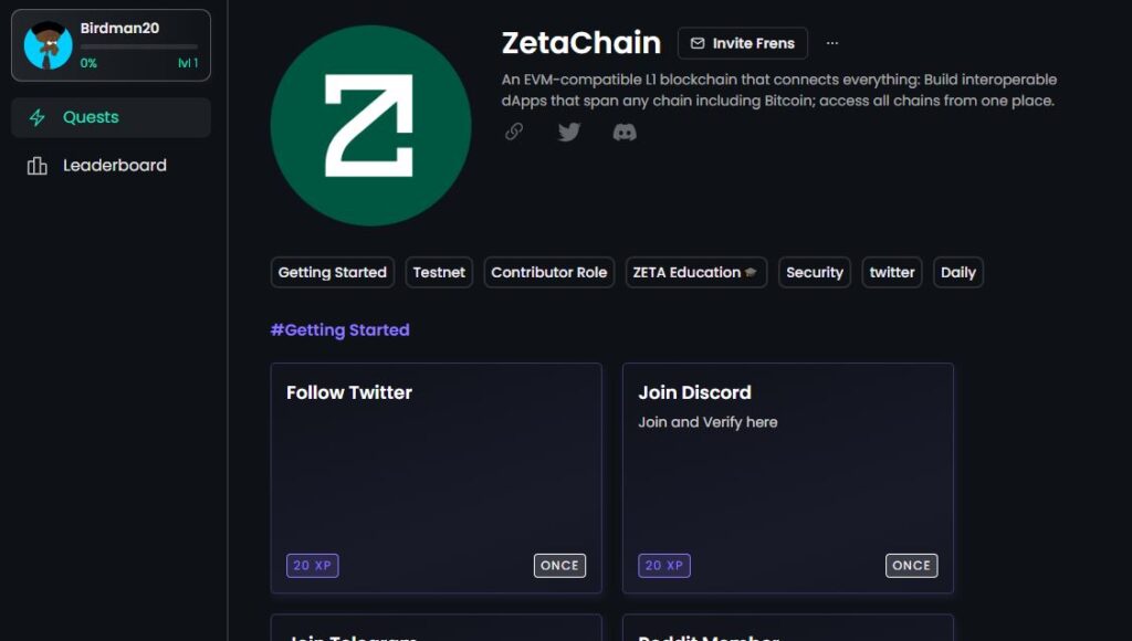 Zetachain Zealy how to join