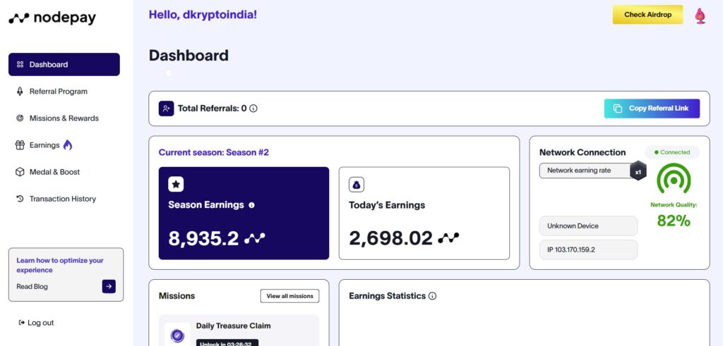 Nodepay earn free points