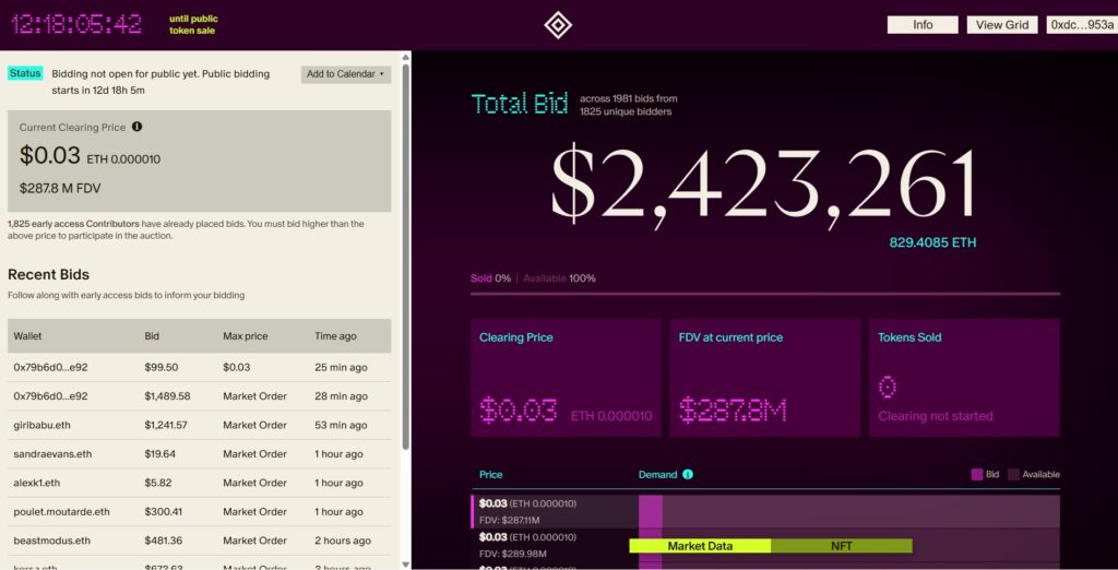 Aztec network token sale auction